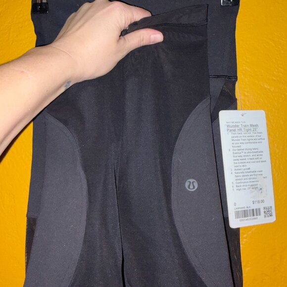 Lululemon Wunder Train Mesh Panel HR Tight 25” - Black - Size 0 NWT - Picture 2 of 7
